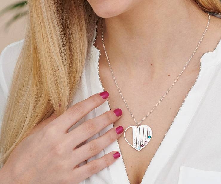 Mom Birthstone necklace in Sterling Silver