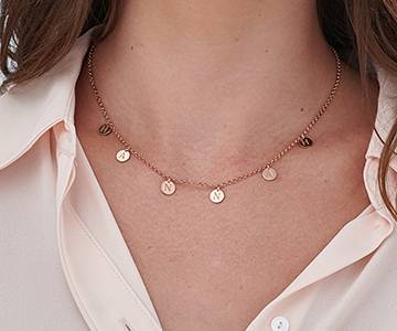 Initials Choker Necklace in Rose Gold Plating