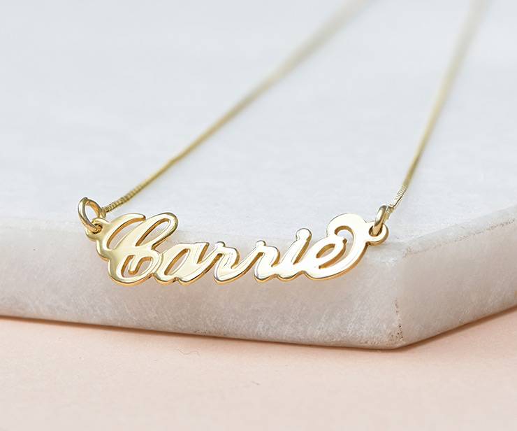 Carrie-Style personlig navnehalskæde i 14kt. guld