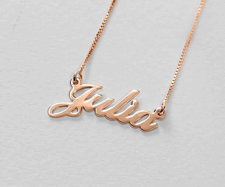 Small Classic Name Necklace in 18ct Rose Gold Plated Sterling Silver