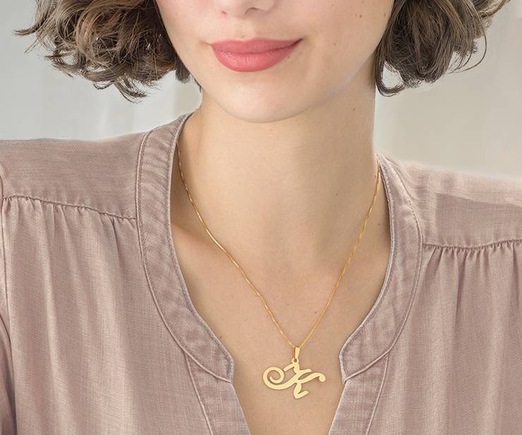 14K Gold Initial Necklace