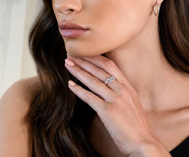 Diamond Infinity Ring in Sterling Silver