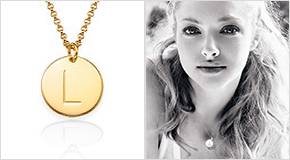 Amanda Seyfried with a Gold Plated Charm Necklace with Initials