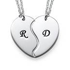 Breakable Heart Necklaces with Initial Engraving