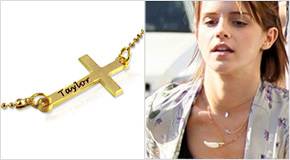 Engraved Side Cross Necklace Emma Watson