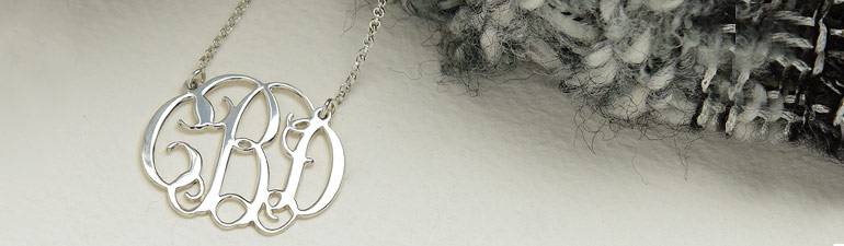 Celebrity Monogram Necklace in Sterling Silver