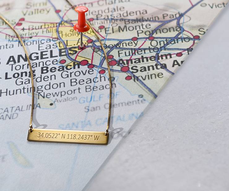 Engraved Coordinates Bar Necklace