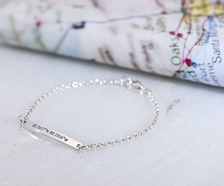Custom Coordinates Bracelet in Silver