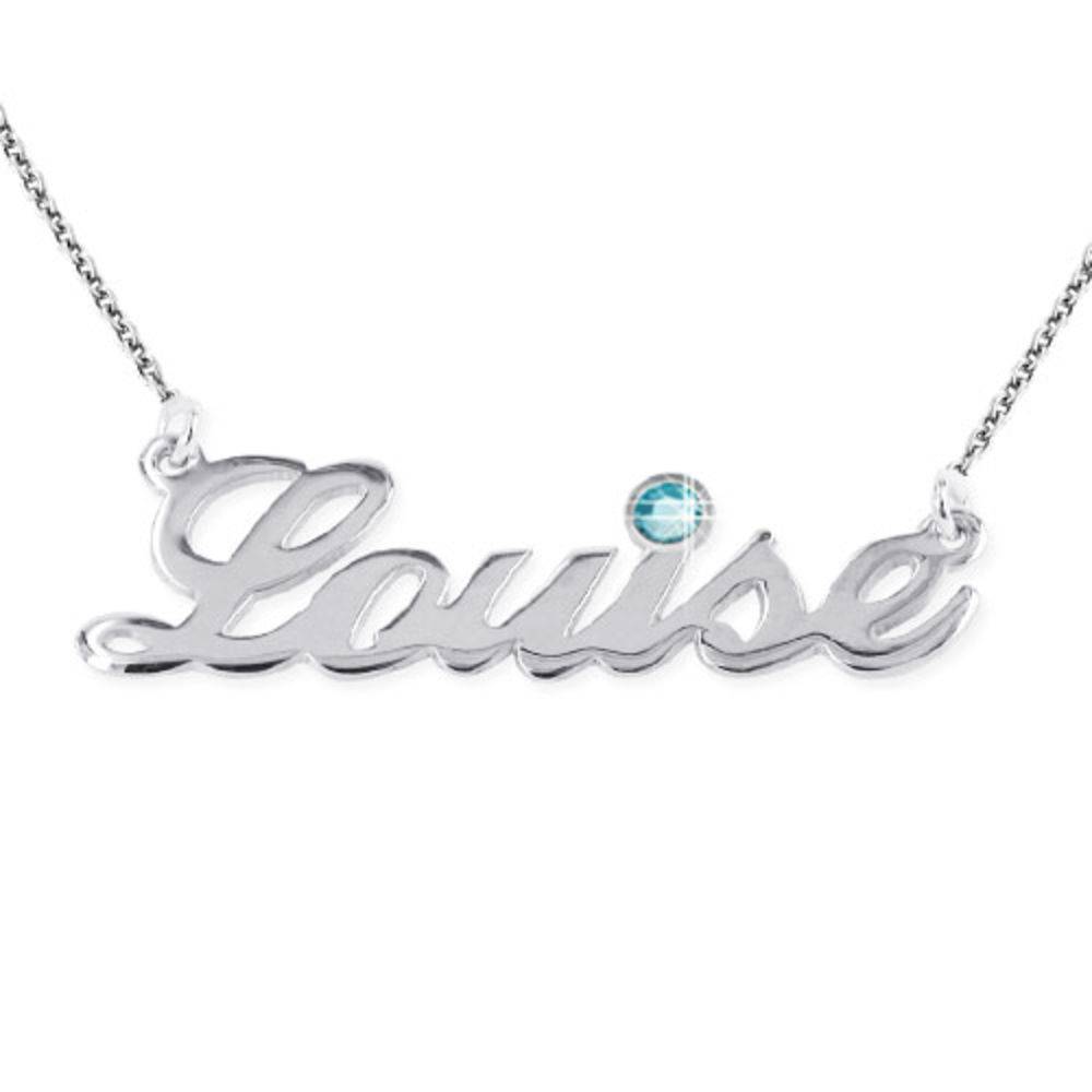 Silver Name Necklace with Diamond Style Accent