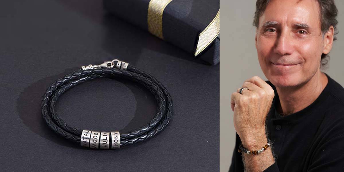 Black Braided Leather Bracelet for Men