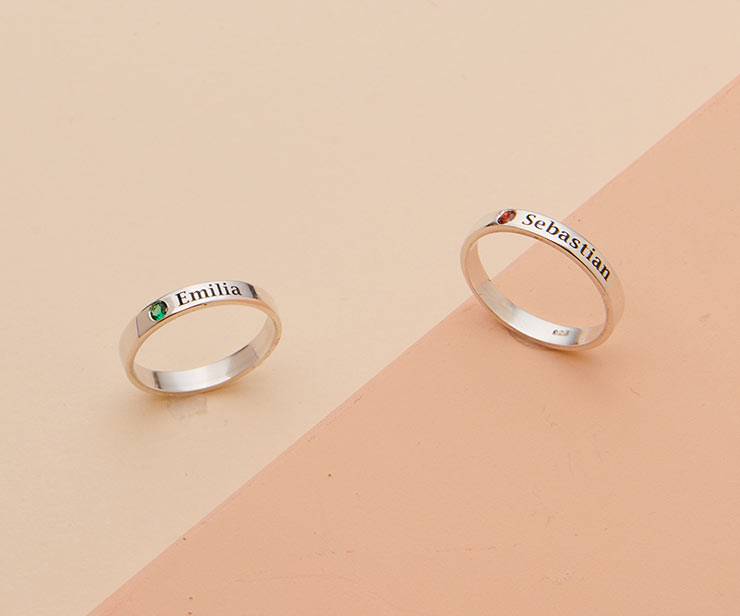 Stackable Birthstone Name Ring