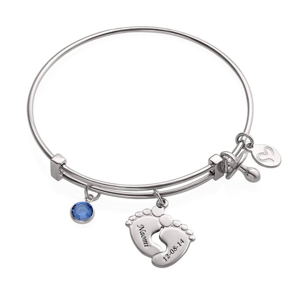 Bangle armbånd med indgraverede babyfødder i sølv-1 Bangle armbånd med indgraverede babyfødder i sølv-1 produkt billede