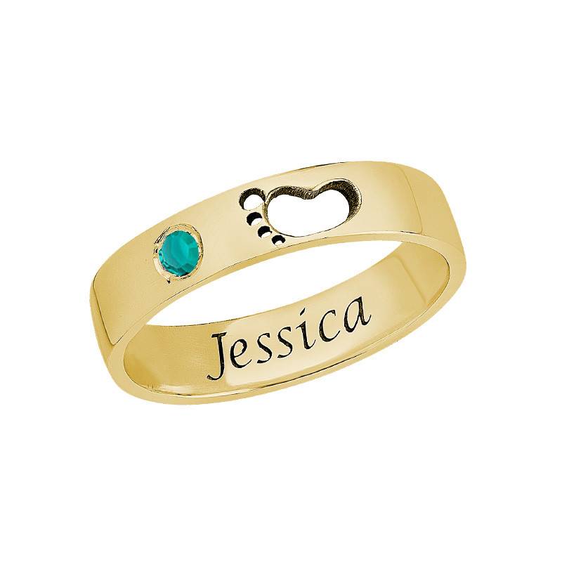Baby Feet Ring with Inner Engraving in Gold Plating