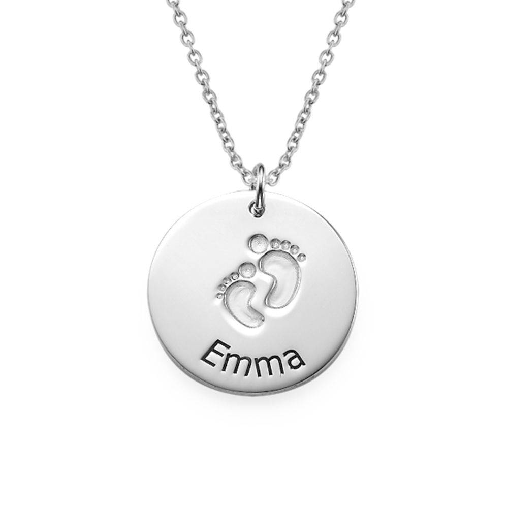 Engraved Silver Baby Steps Necklace