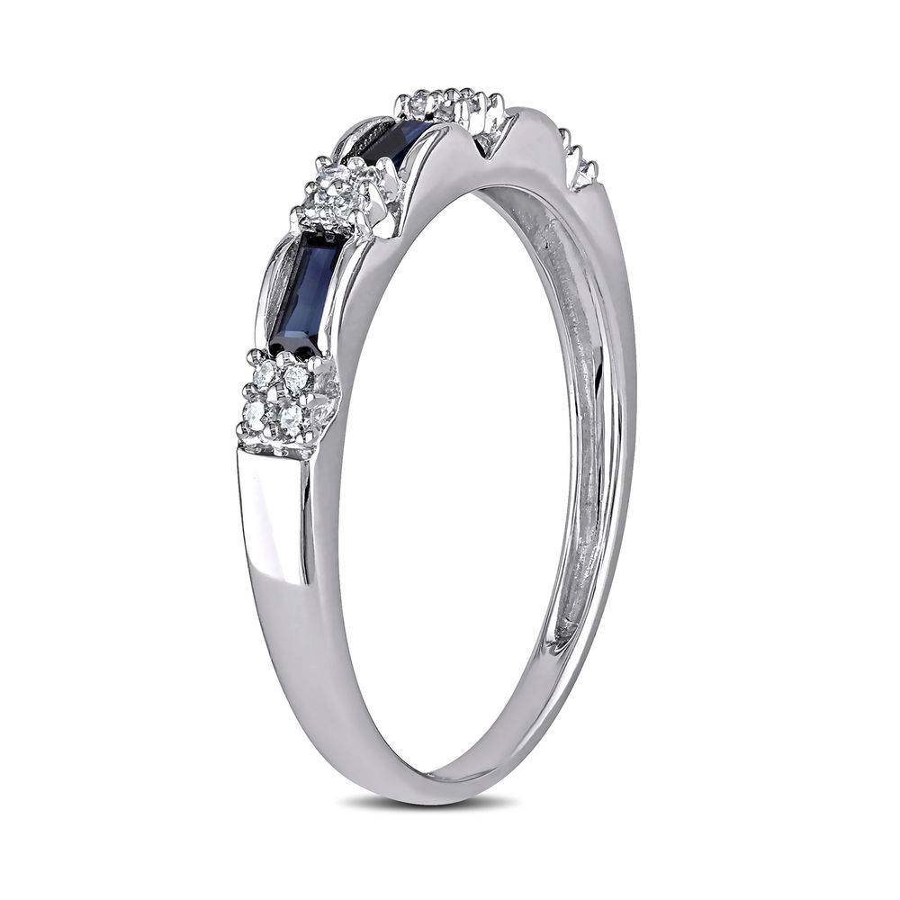 Baguette-Cut Sapphire Eternity Ring in 10k White Gold with Diamonds