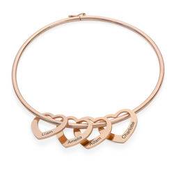 Chelsea Bangle with Heart Pendants in 18k Rose Gold Plating product photo