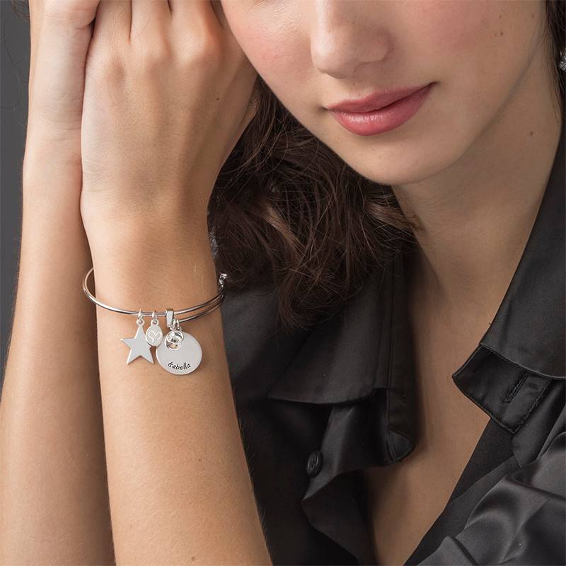 Bangle Charm Bracelet with Engraved Name-4 product photo