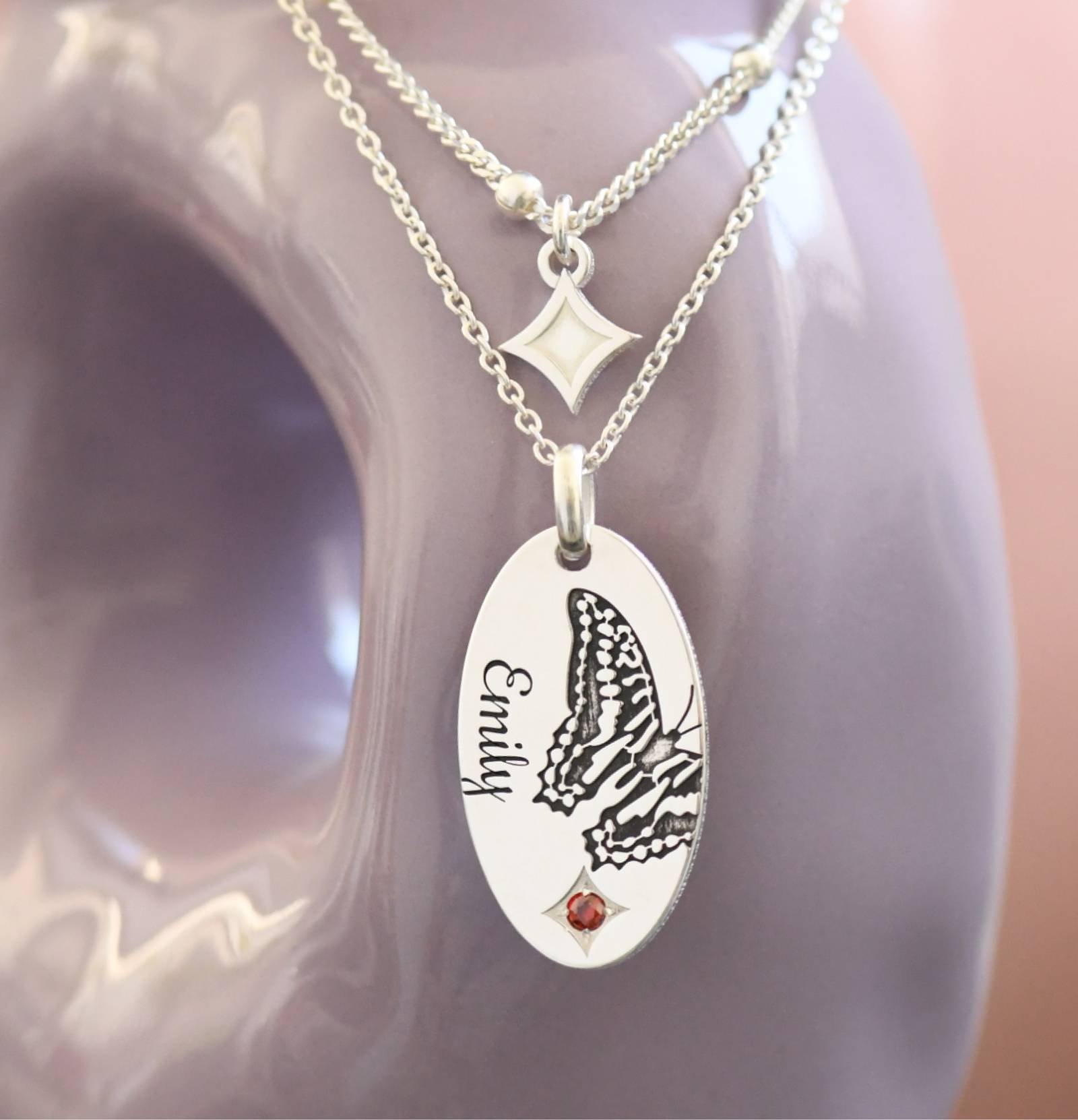 Butterfly Pendant Necklaces: