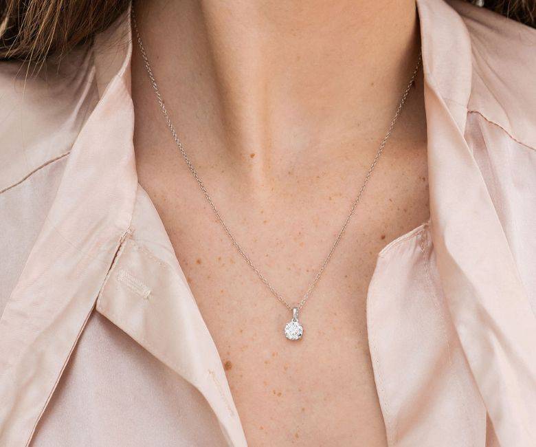 1 C.T T.G.W. Moissanite Solitaire Pendant in Sterling Silver