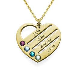 Terry Birthstone Heart Necklace with Engraved Names in 18ct Gold Vermeil product photo