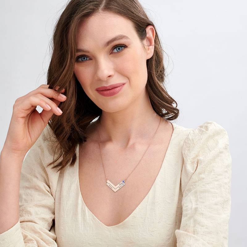 Familie halskæde med gravering i rosaforgyldt sølv-2 produkt billede