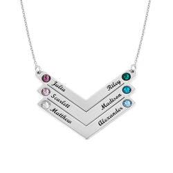 Birthstone Personalized Family Necklace in Sterling Silver product photo