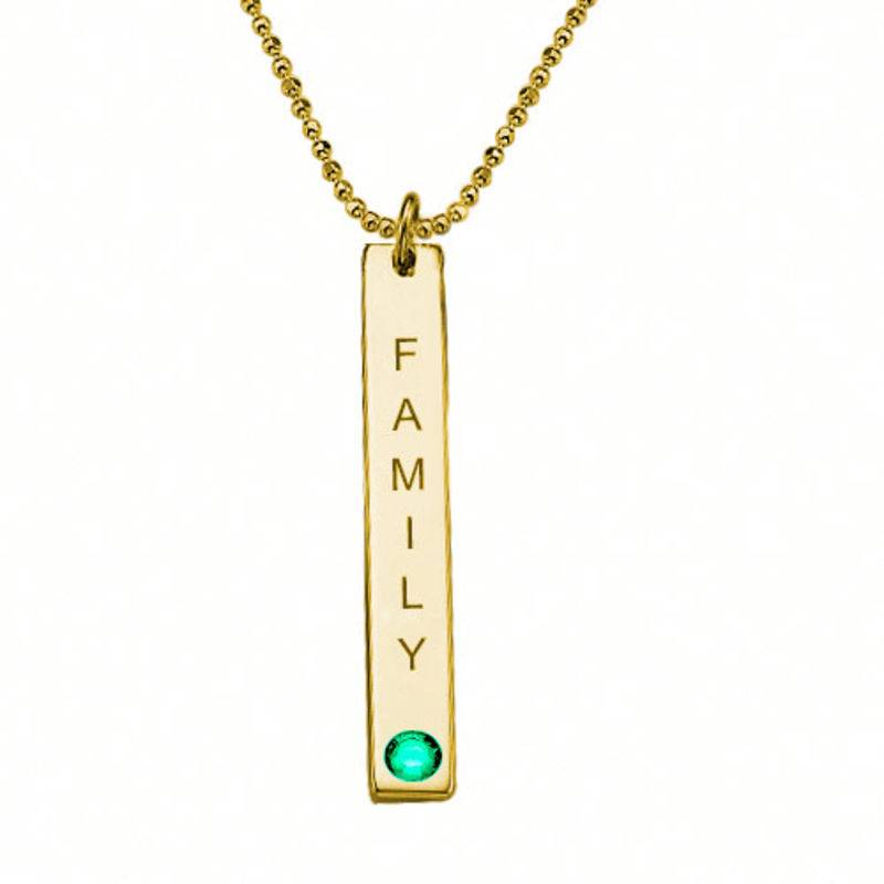 Birthstone Vertical Bar Necklace For Mothers