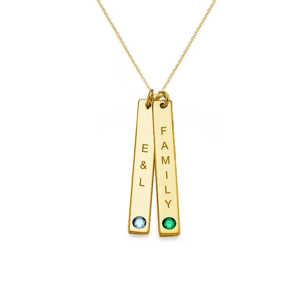 Birthstone Vertical Bar Necklace For Mothers in 18ct Gold Vermeil