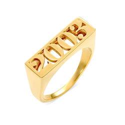Stempel Namen Ring in Gold-Vermeil Produktfoto