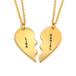 Gebrochene Herzkette für Pärchen in vergoldem Silber Produktfoto