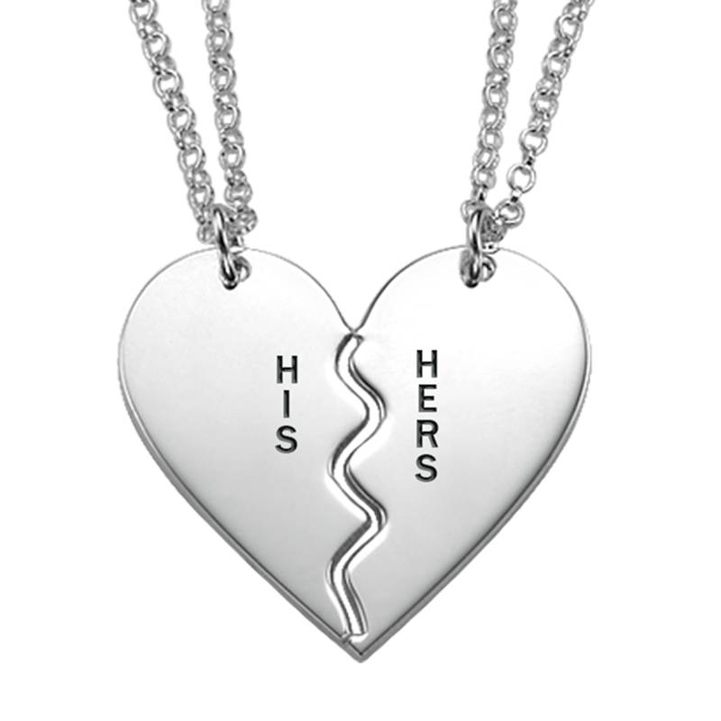 Broken Heart Necklace for Couples in Silver