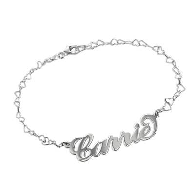 Carrie Style Name Bracelet With a Heart Chain