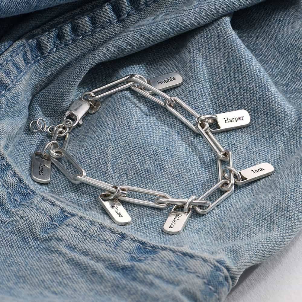 Rory Chain Link Bracelet with Custom Charms in Sterling Silver