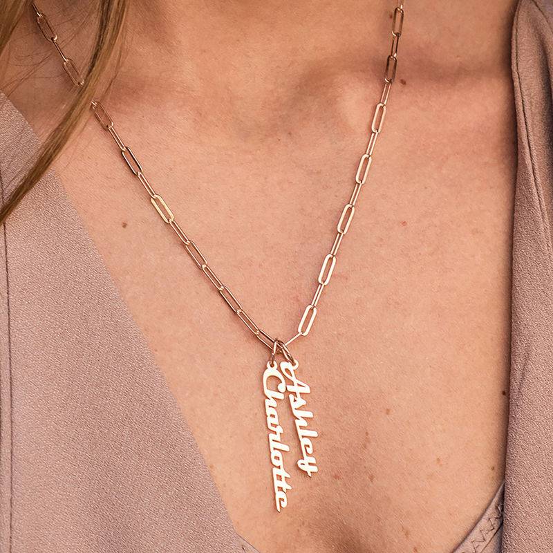 Chain Link Name Necklace in 18K Rose Gold Plating
