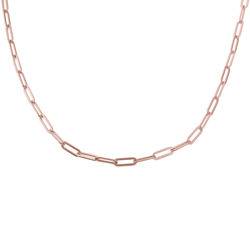 Paperclip Chain Link Necklace in 18ct Rose Gold Plating