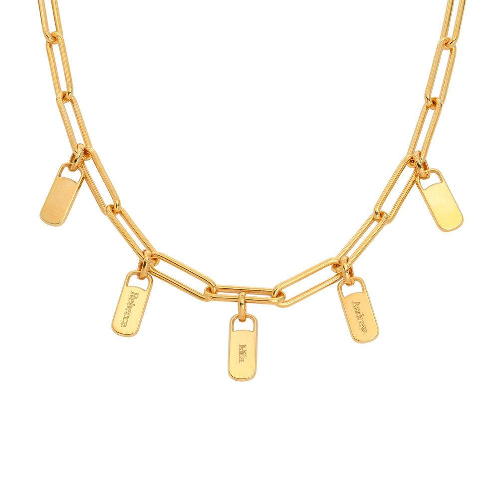 Collar de eslabones de cadena con encantos personalizados en chapa de oro foto de producto