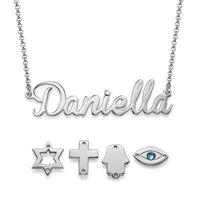 Charm Name Necklace in Sterling Silver