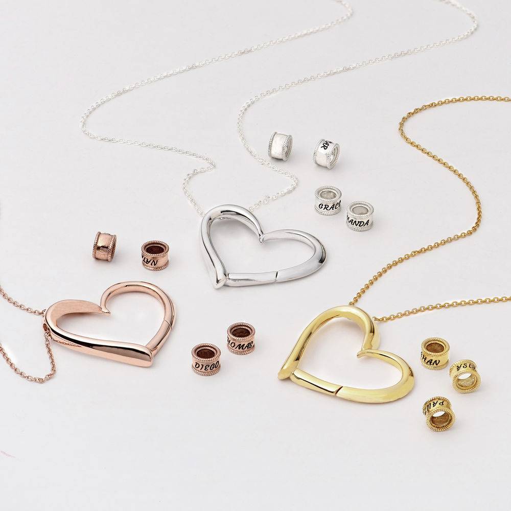 Collana Charming Heart in Argento 925 e  Oro Rosa Vermeil 18k con Perle Personalizzate