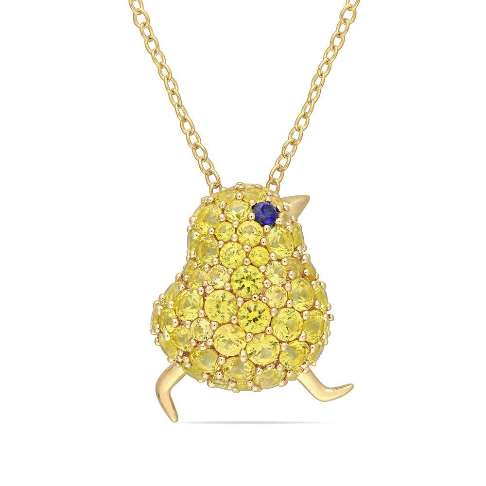 Chick Necklace with Lab-Created Blue and Yellow Sapphire in Gold Plated Sterling Silver