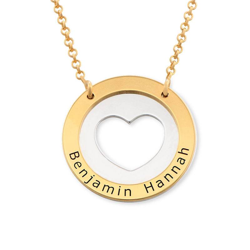 Collar de corazón circular en plata y chapado en oro-4 foto de producto