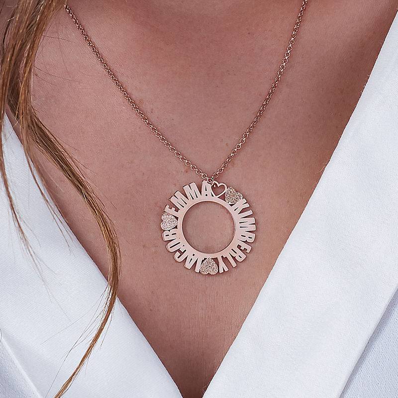 Collar con Nombre en Círculo Chapado en Oro Rosa con Efecto Diamante-3 foto de producto