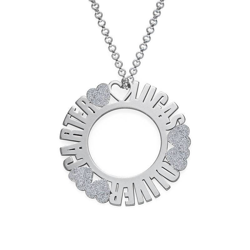 Cirkelvormige, Sterling Zilveren Naamketting met Diamanteffect-3 Productfoto