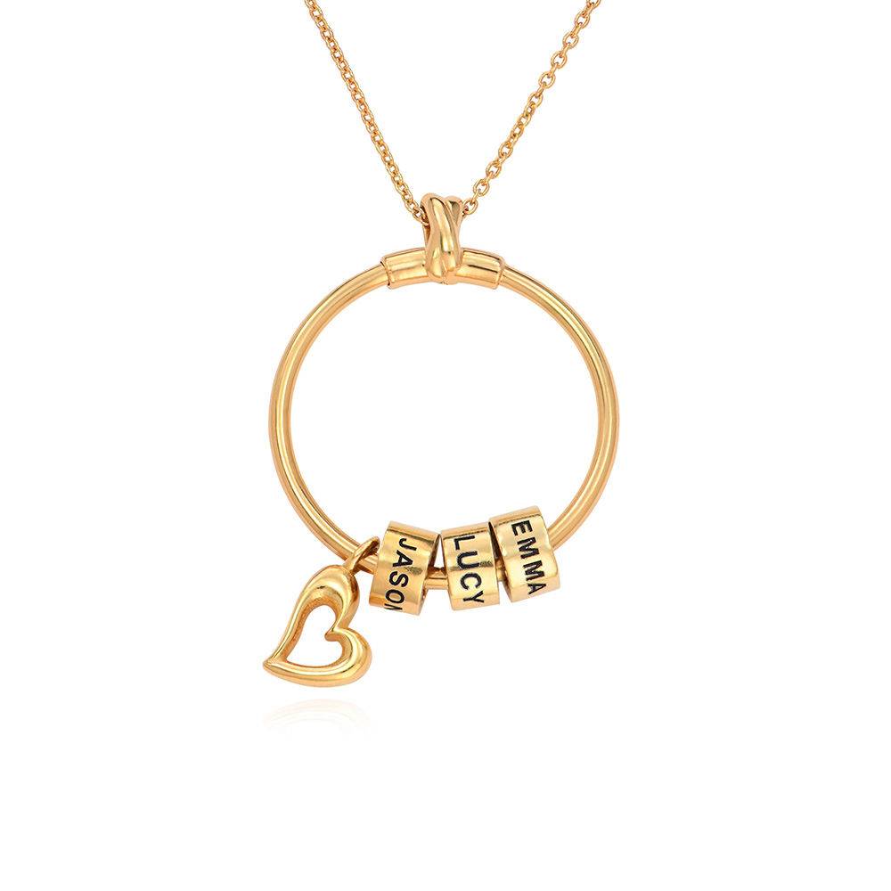 Collar Linda™ con Colgante Circular con Hoja y Perlas Personalizadas en Oro Vermeil foto de producto