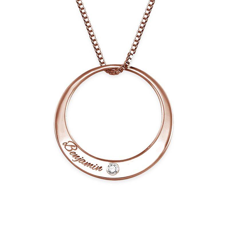 Rosé-vergulde cirkel ketting met diamant-5 Productfoto