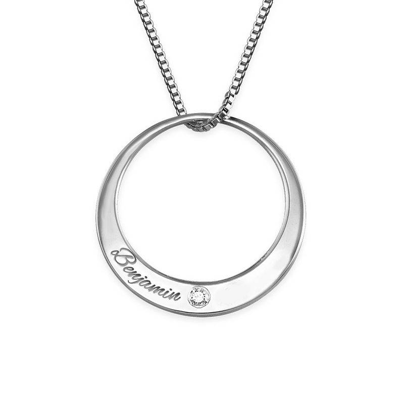 Ronde Sterling Zilveren ketting met Diamant-5 Productfoto