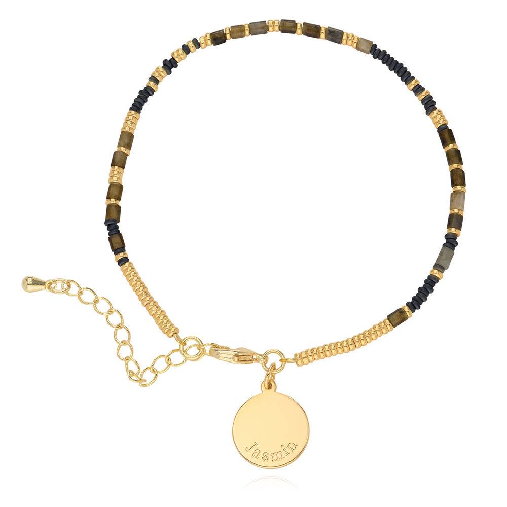 Cocoa Beads Bracelet/Anklet With Engraved Pendant in Gold Plating