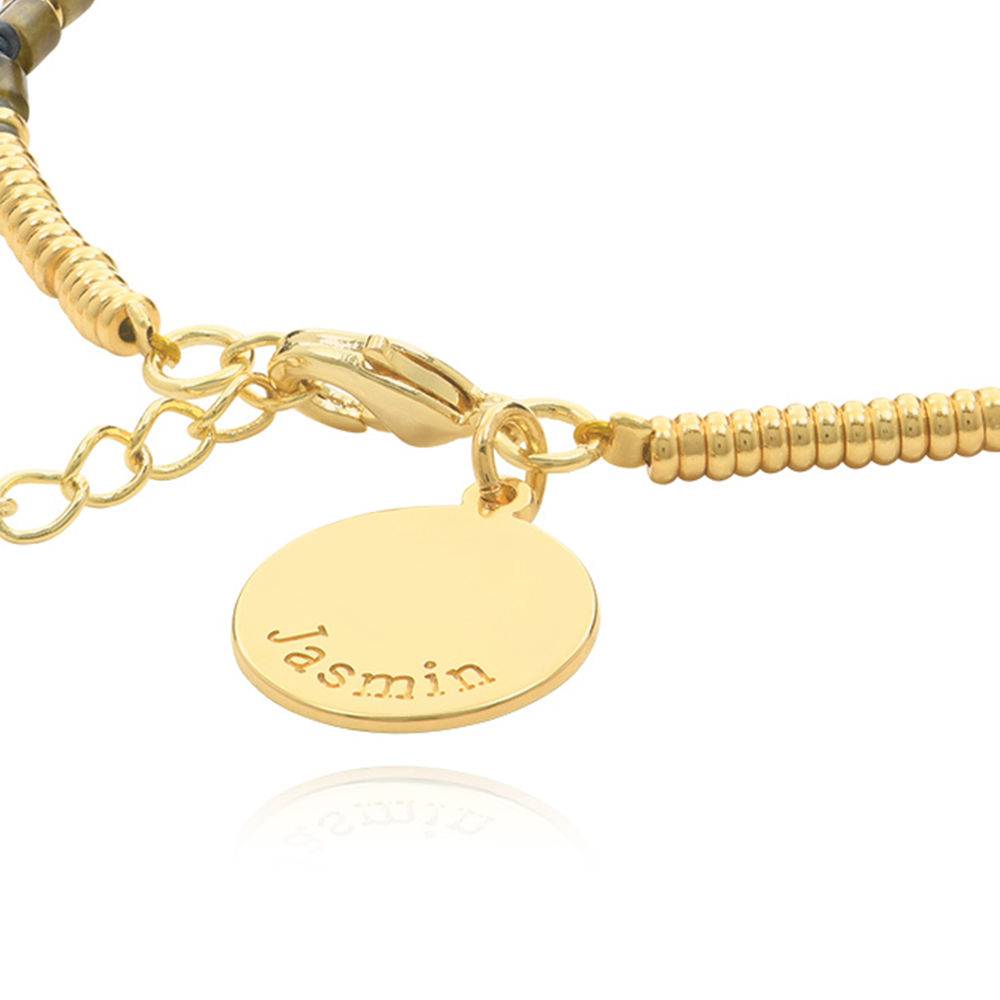 Cocoa Beads Bracelet/Anklet With Engraved Pendant in Gold Plating