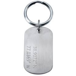 Coordinates Keychain in Stainless Steel product photo