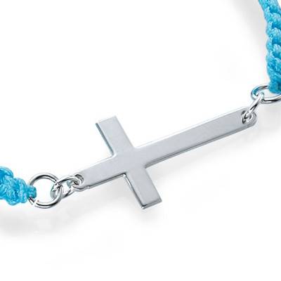 Cord Cross Bracelet in Sterling Silver-1 product photo