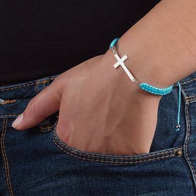 Cord Cross Bracelet in Sterling Silver-2 product photo